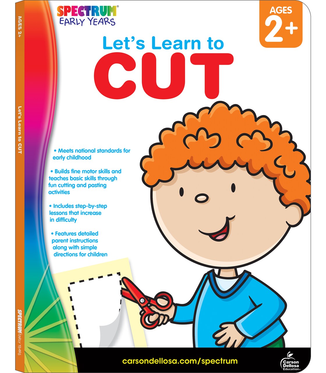Spectrum Early Years Let's Learn to Cut Preschool Workbook, PreK Toddler Activity Book With Cutting and Pasting Activities, Scissor Skills for Kids Ages 3-5, Fine Motor Skills Toys for 2-3 Year Old